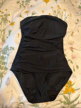 J. Crew Black Strapless One-Piece Swimsuit